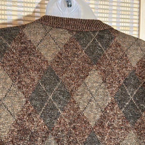 Vintage 1970s? Shades of Brown Faded Plaid Sweater Preppy Collegiate No Tags - Picture 11 of 16